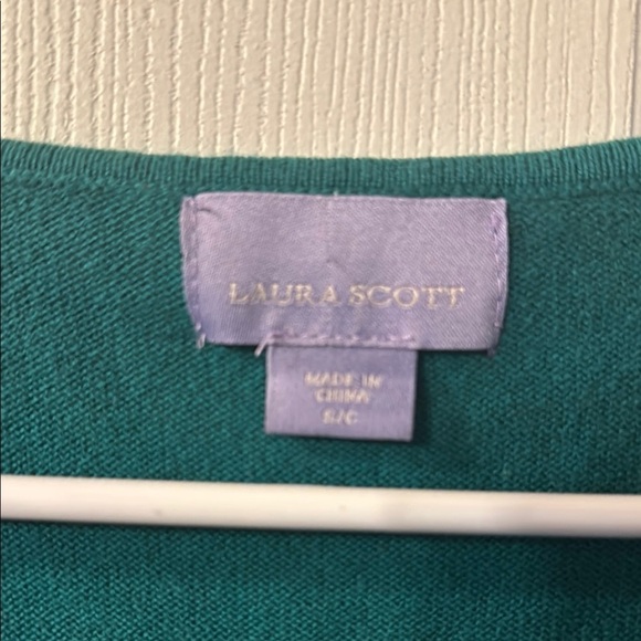 Laura Scott Size Small Women’s Emerald Green Beaded Sweater - Picture 2 of 5
